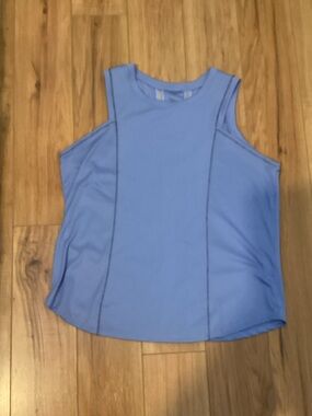 Lucky in Love Perforated Athletic Tank - Light Blue